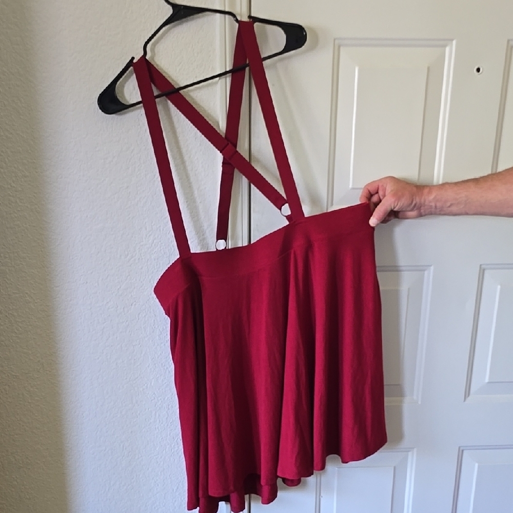 Red Skater Skirt with Straps
